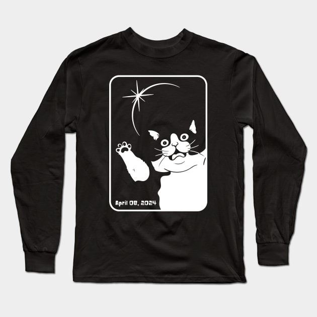 Funny Cat Eclipse Selfie Long Sleeve T-Shirt by Etopix